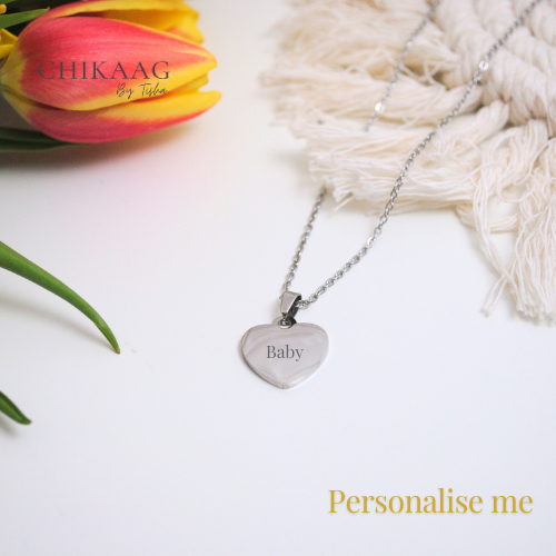 Custom Heart Pendant Necklace - Silver