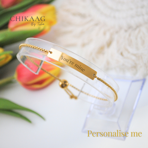 Custom slider Bar Bracelet - Gold
