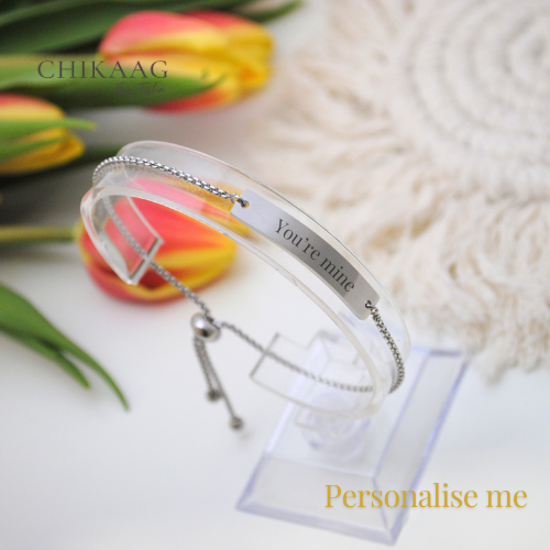 Custom slider Bar Bracelet - Silver