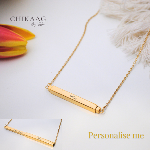 Secret message Custom Slider Bar Necklace - Gold