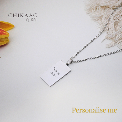 Custom Bar Pendant Necklace - Silver