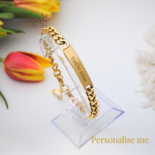 Men’s Custom Cuban Link Bar Bracelet - Gold