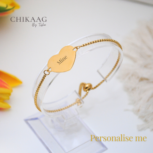 Heart Custom slider Bracelet - Gold