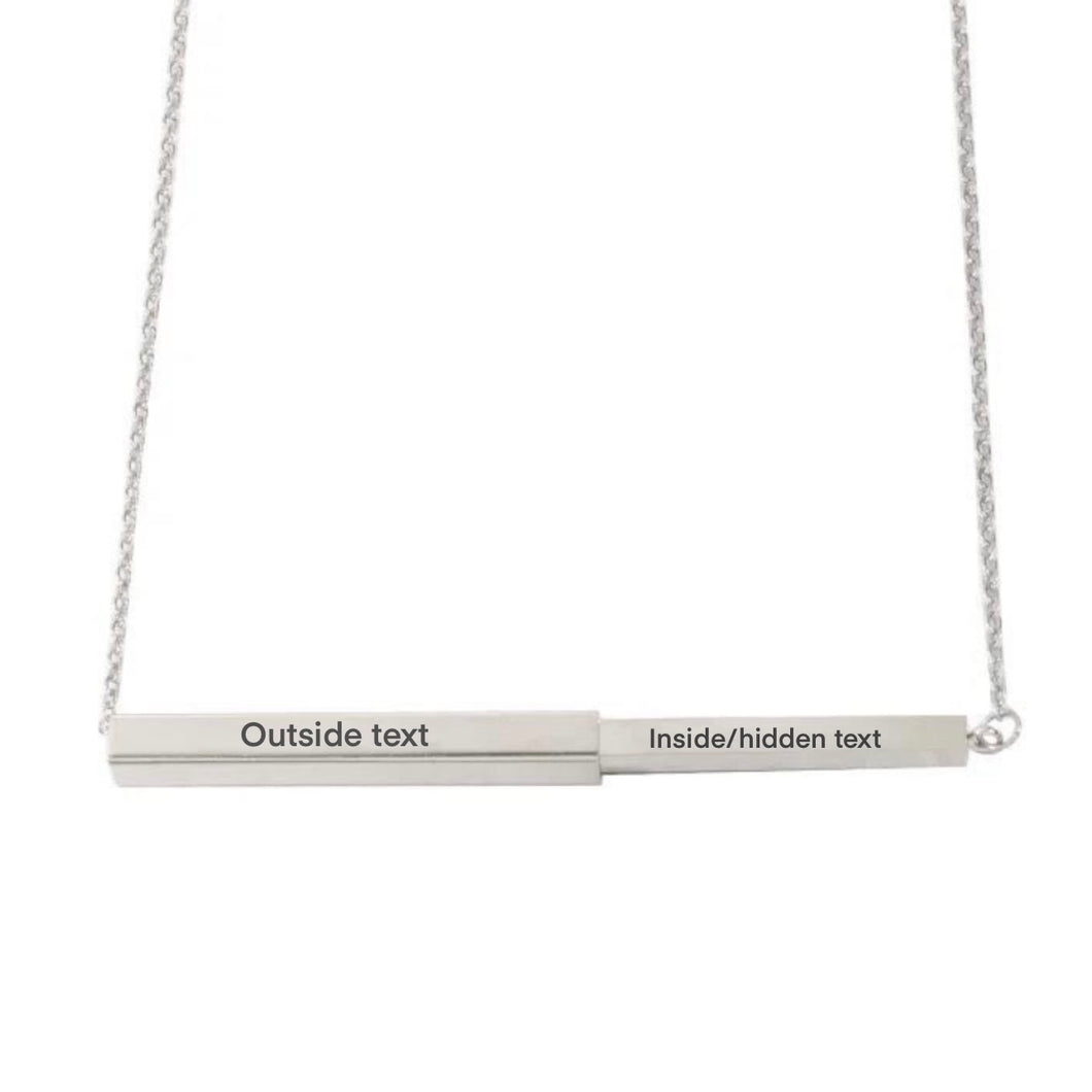 Stainless steel secret message Custom Bar Necklace Watersafe 💦