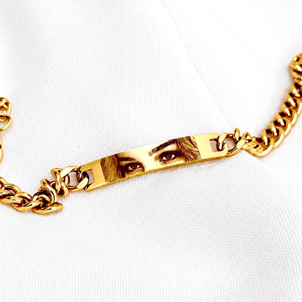Men’s Custom Cuban Link Bar Bracelet – Gold | Personalised Engraved Bracelet for Men