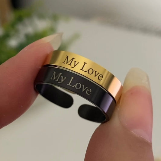 Matching Couple Custom Ring Set - Gold and Black