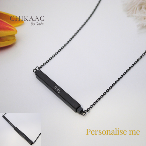 Secret message Custom Slider Bar Necklace - Black