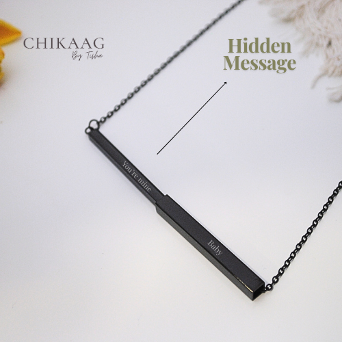 Secret message Custom Slider Bar Necklace - Black