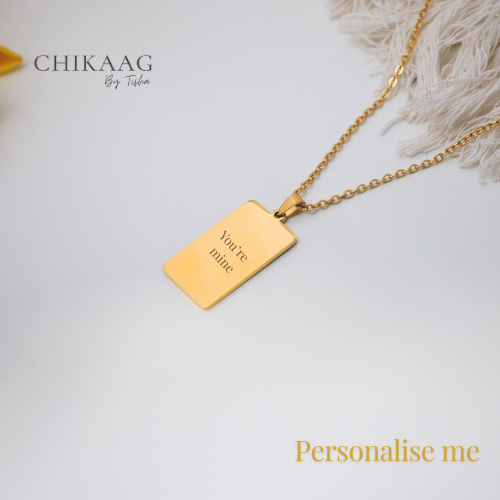 Custom Bar Pendant Necklace - Gold