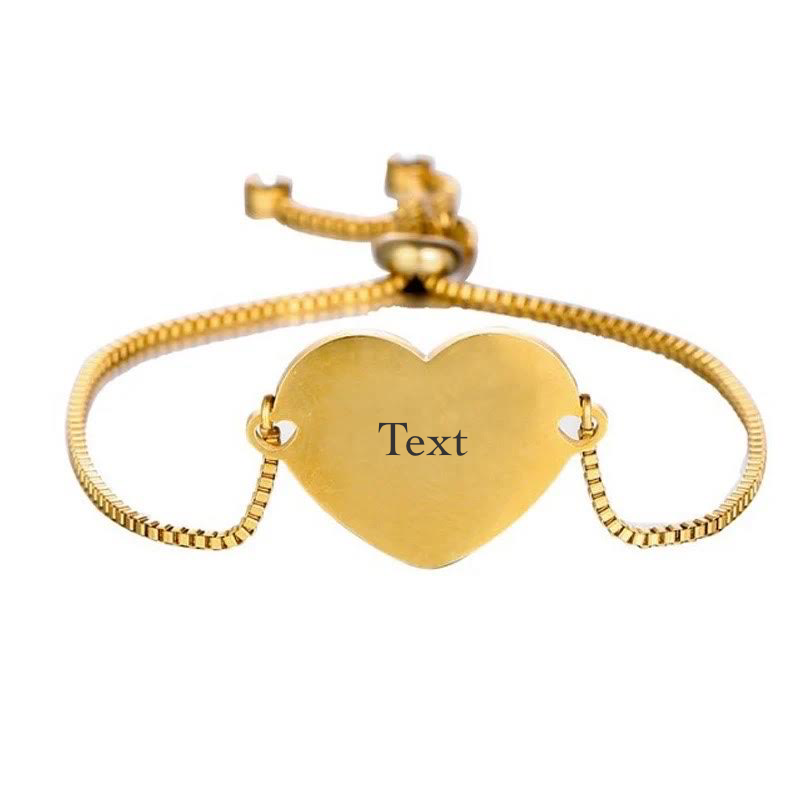 Heart Custom slider Bracelet  - Gold