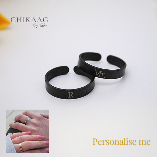 Matching Couple Custom Ring Set - Black