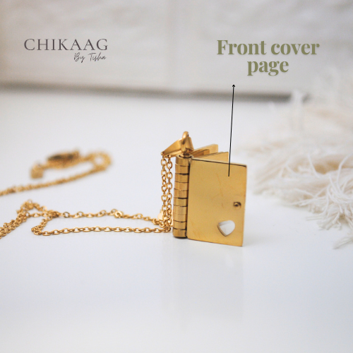 Our Story - Secret message Book custom Necklace - Gold