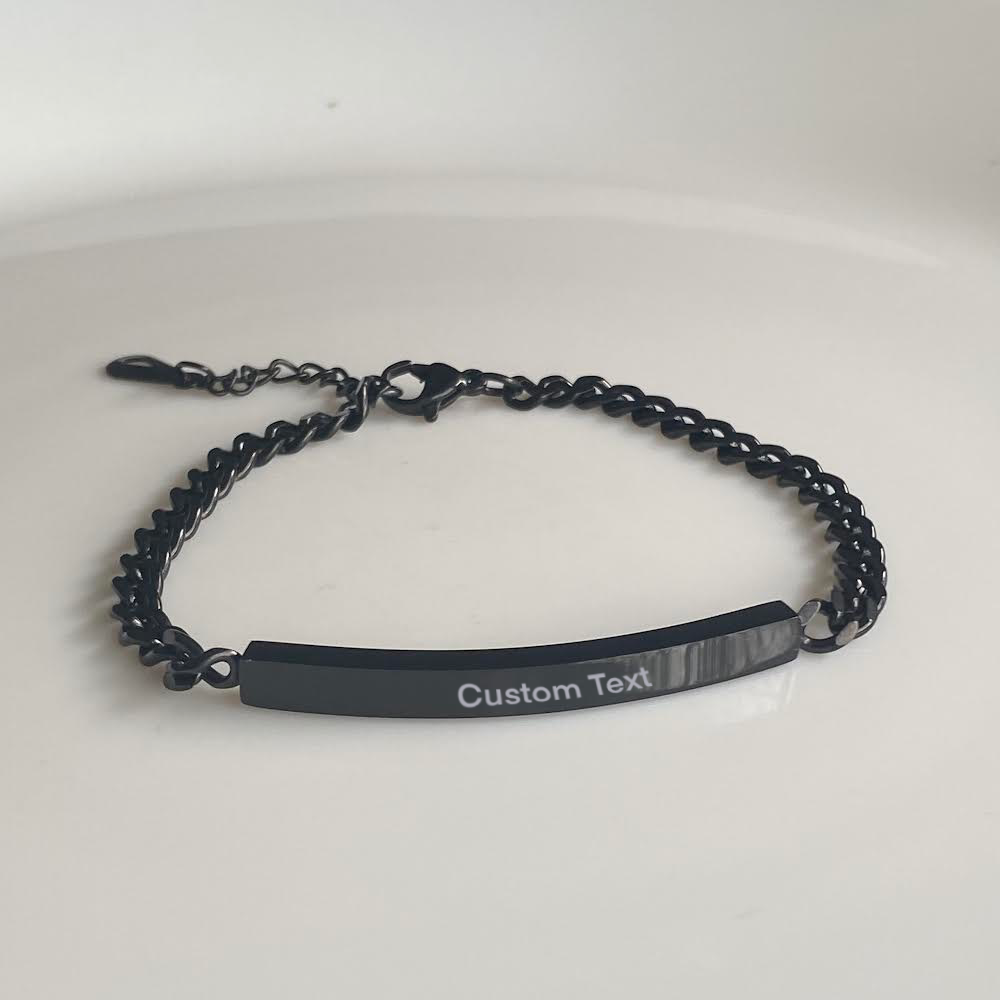 Black Stainless steel Custom Cuban Link Bracelet Watersafe