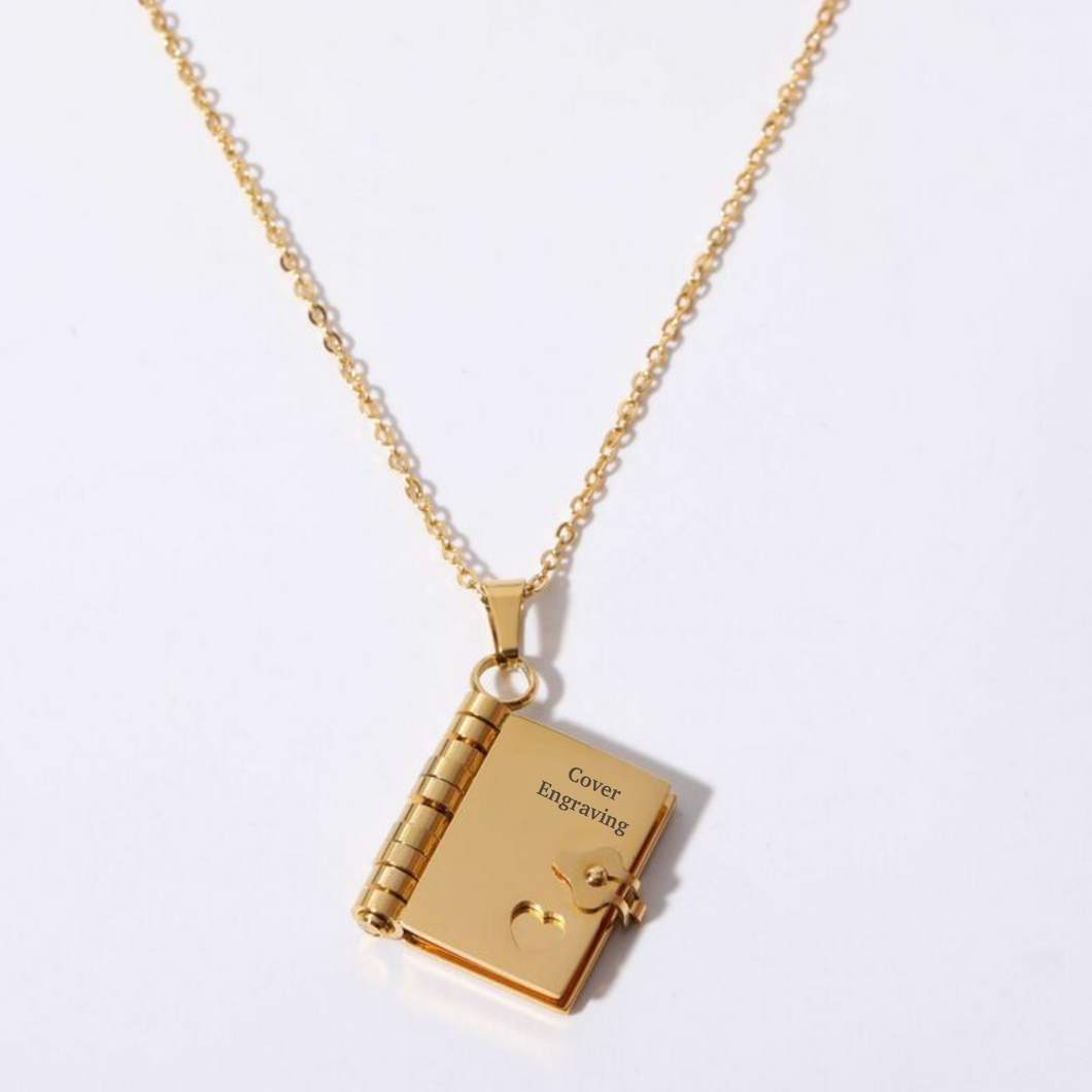 18k Gold Plated Book for You Stainless steel secret message Custom Bar Necklace Watersafe