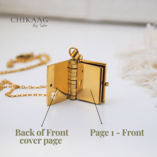 Our Story - Secret message Book custom Necklace - Gold