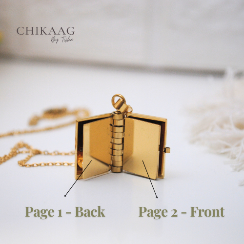 Our Story - Secret message Book custom Necklace - Gold