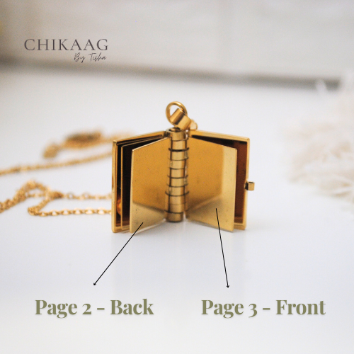 Our Story - Secret message Book custom Necklace - Gold