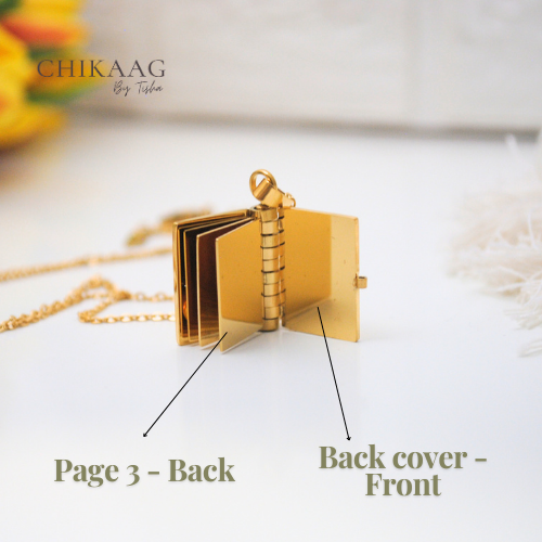Our Story - Secret message Book custom Necklace - Gold