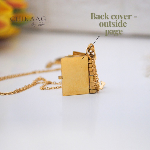 Our Story - Secret message Book custom Necklace - Gold