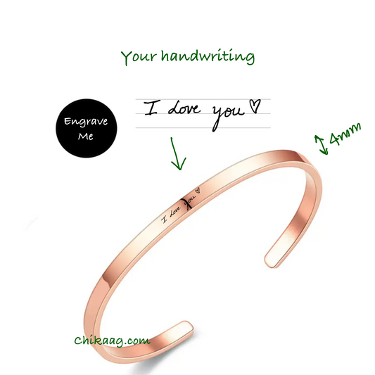 Custom handwritten note Cuff Bracelet -  Rose Gold (4mm)