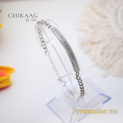 Custom Cuban Link Bar Bracelet - Silver