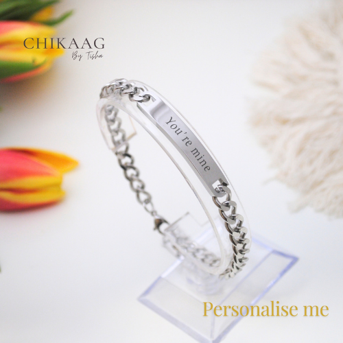 Men’s Custom Cuban Link Bar Bracelet - Silver