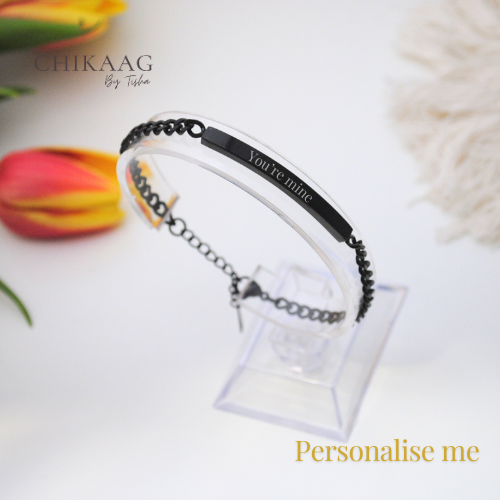 Custom Cuban Link Bar Bracelet- Black