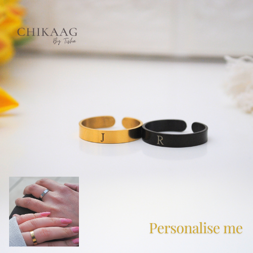 Matching Couple Custom Ring Set - Gold and Black