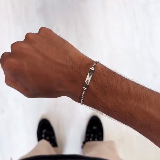 Men’s Custom Bar Bracelet – Silver | Personalised Engraved Bracelet for Men - CH001