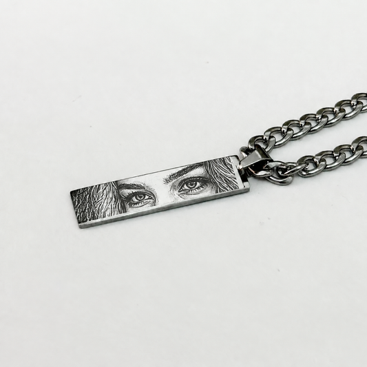 Custom necklace - Photo or Human eye necklace in Silver