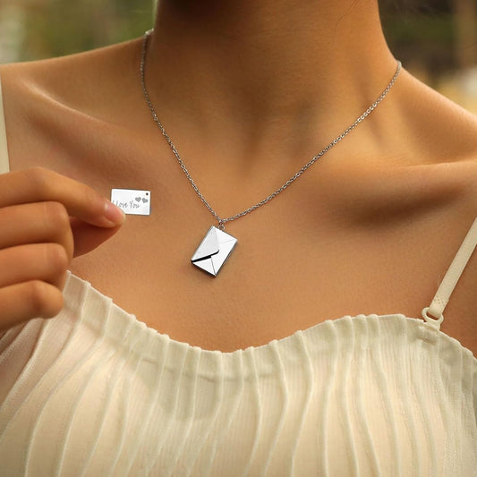 Personalised  Envelope necklace with letter in Silver