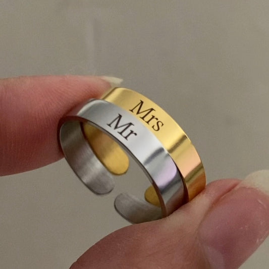 Matching Couple Custom Ring Set - Silver and Gold