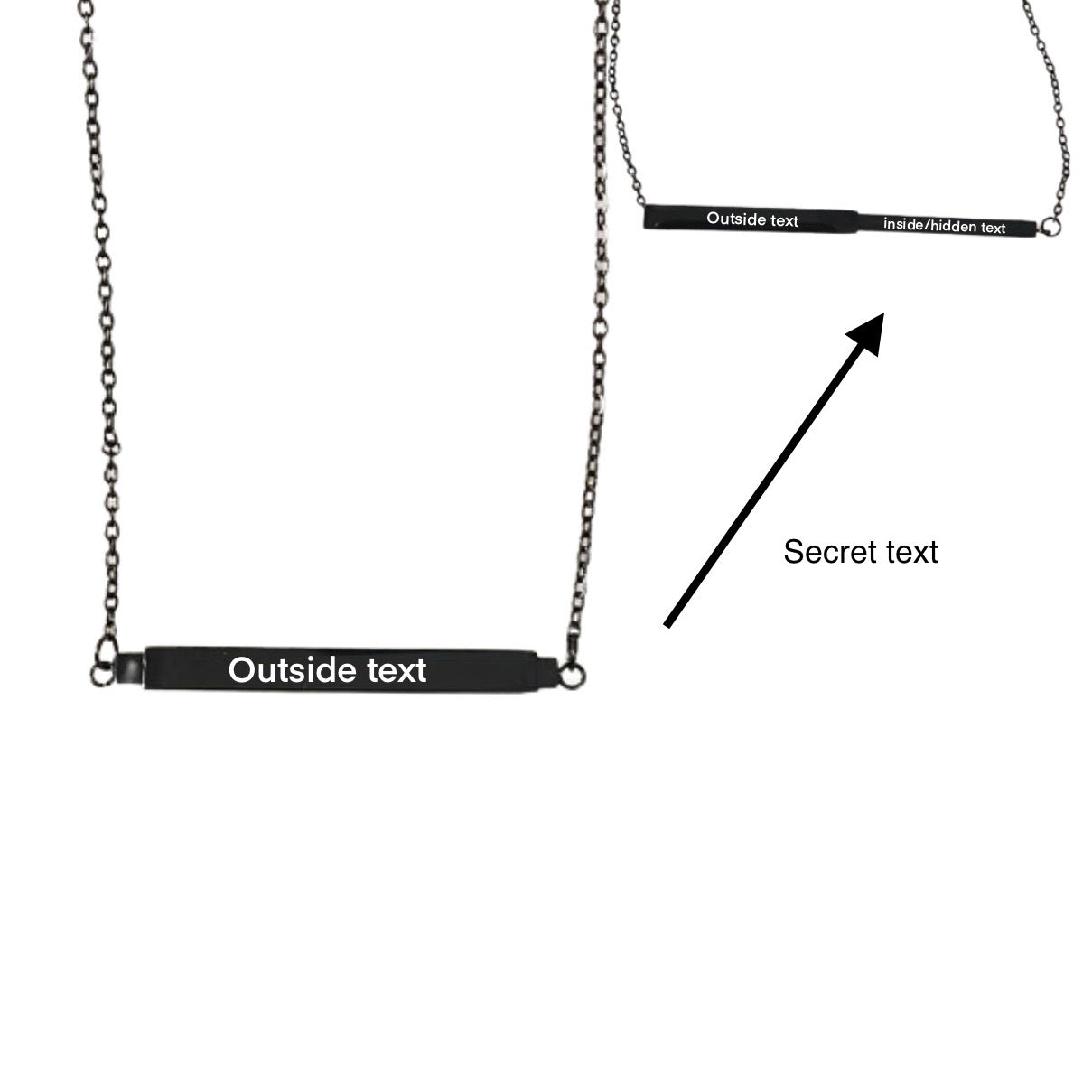 Secret message Custom Slider Bar Necklace - Black