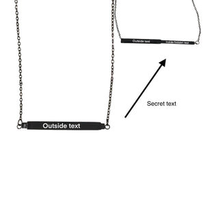 Black Stainless steel secret message Custom Bar Necklace Watersafe 💦