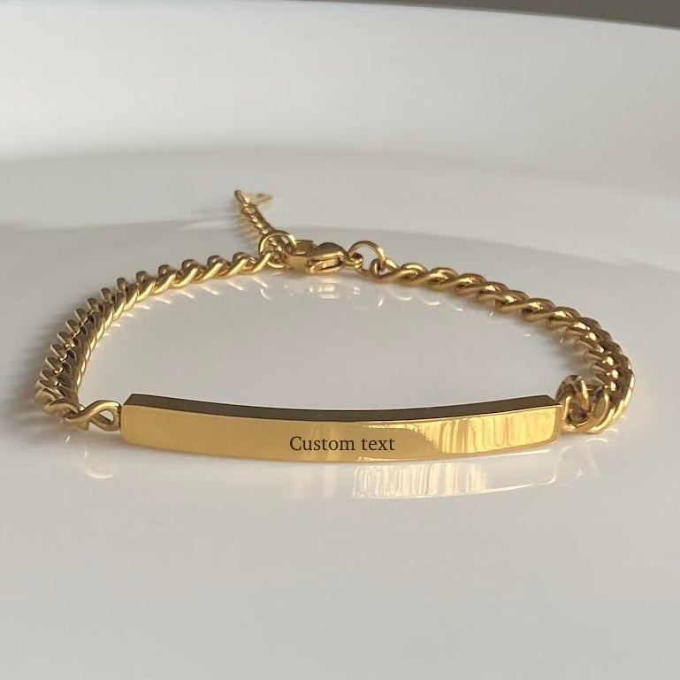 18k Gold Plated stainless steel Custom Cuban Link Bracelet Watersafe