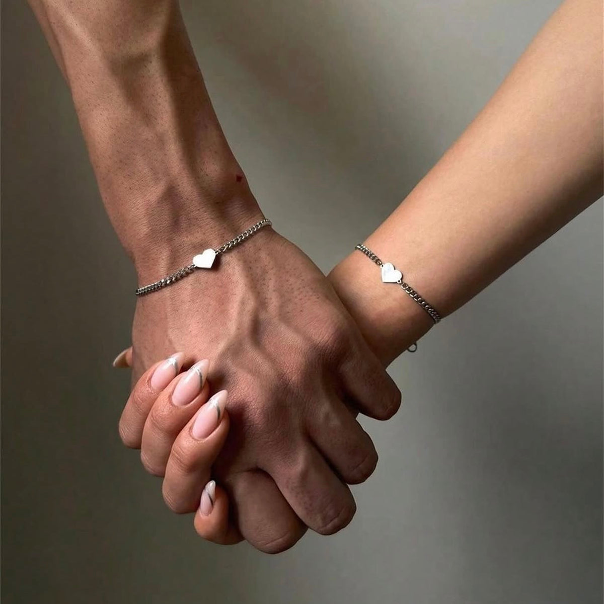 Matching Heart Bracelets set- Silver - Premium Collection