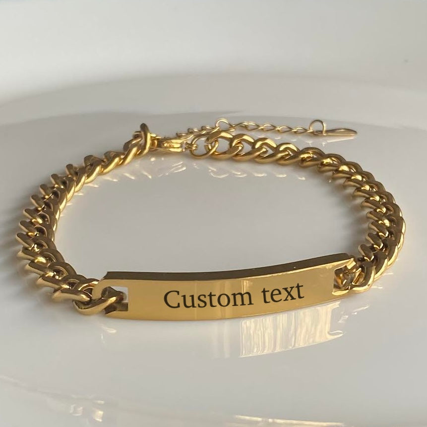 Men’s Custom Cuban Link Bar Bracelet - Gold