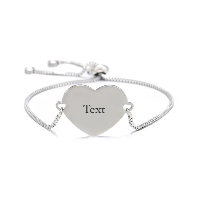 Heart Stainless steel Custom slider Bracelet Watersafe 💦