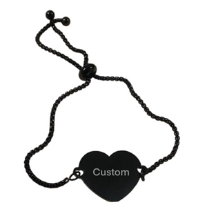 Black Heart Stainless steel Custom slider Bracelet Watersafe 💦