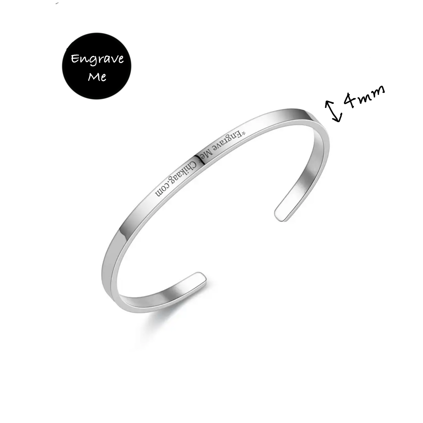 Custom Cuff Bracelet - Silver (4mm) - CHIKAAG