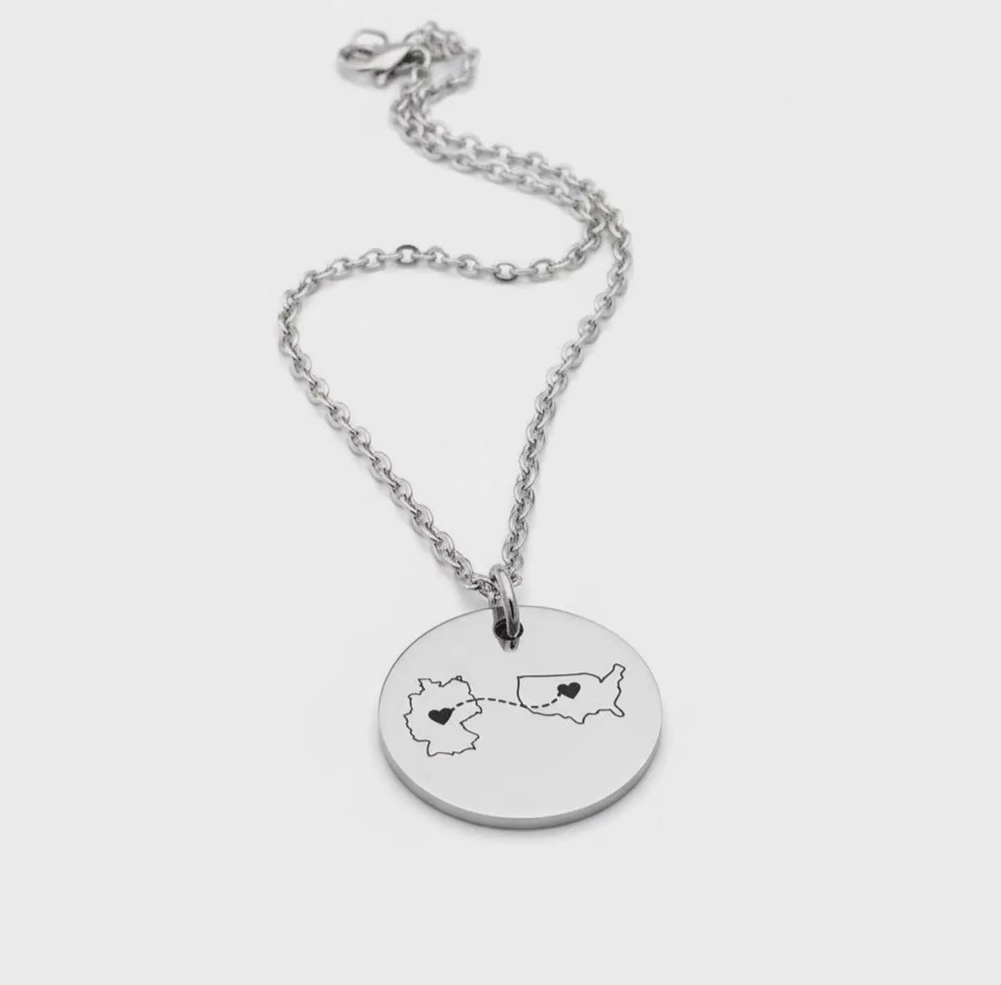 Personalised Map Necklace: Two Homes, Long Distance Relationship Gift