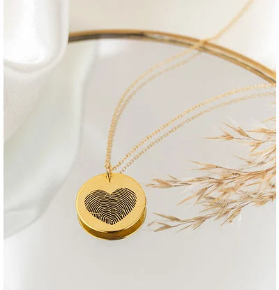 Fingerprints  Heart Necklace - Gold - CHIKAAG