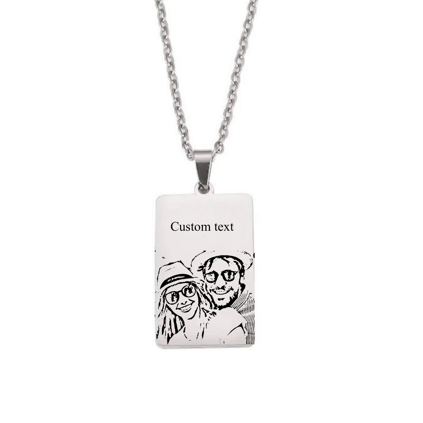 Custom Bar Pendant Necklace - Silver