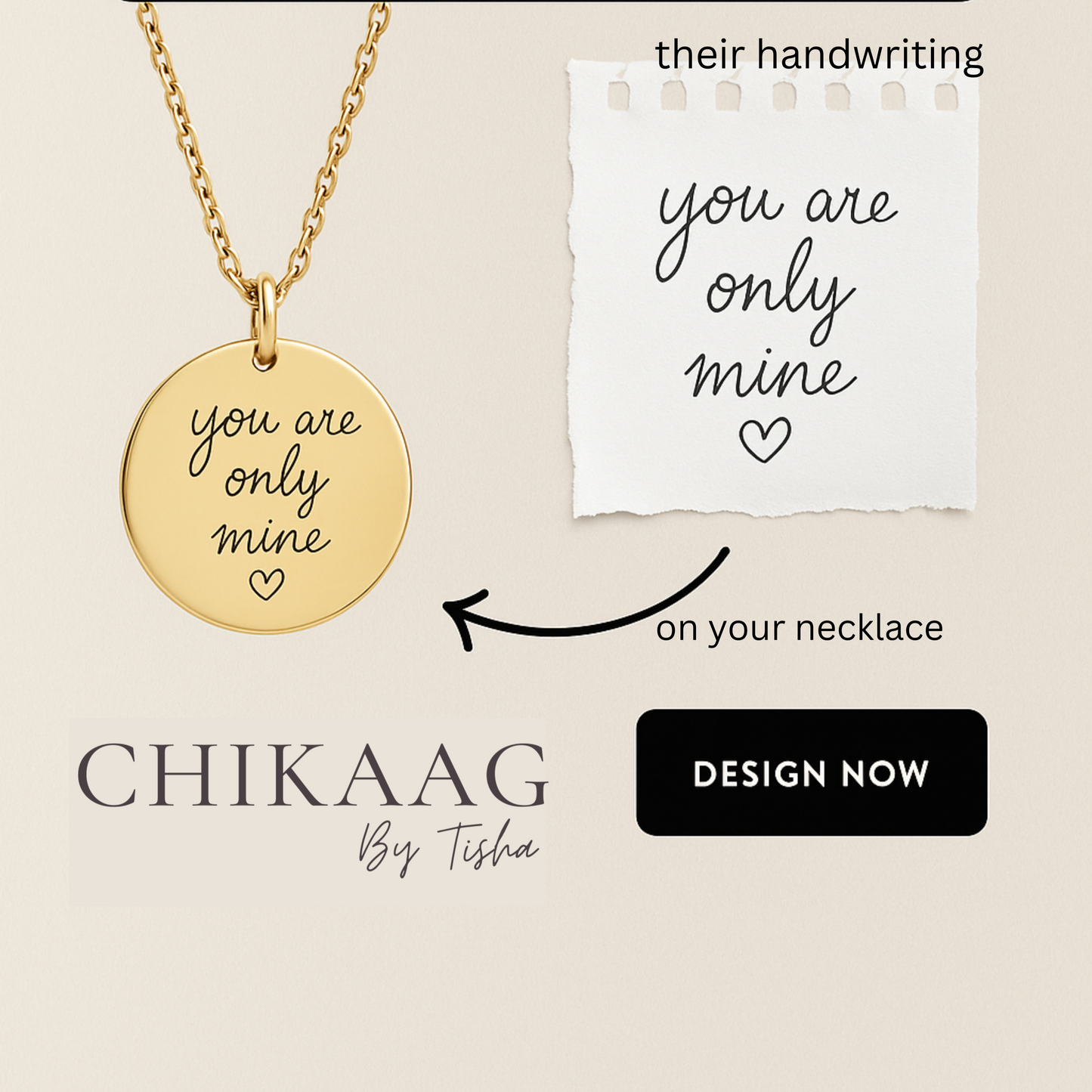 Handwriting Necklace - Gold