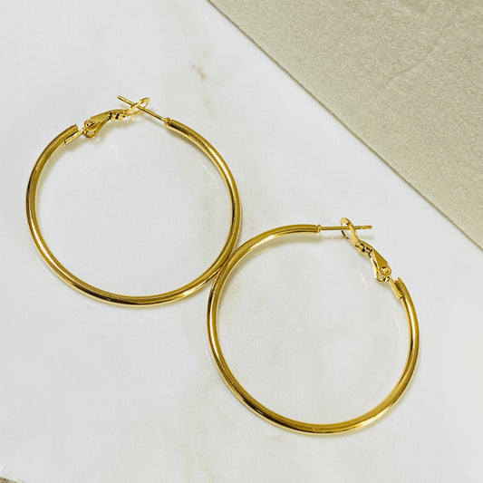 Simple Hoop Earrings -40mm - Gold - CHIKAAG