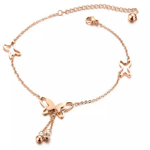 Butterfly Anklet - 18k Rose gold plated - Stainless Steel Watersafe 💦