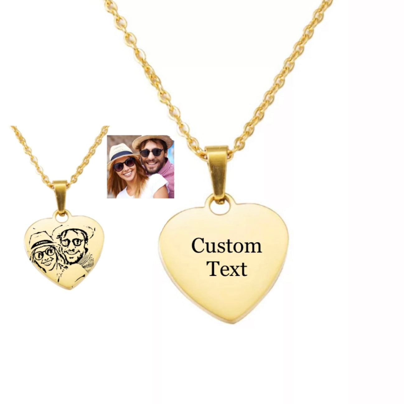 Custom Heart Necklace - Gold
