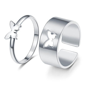 Stainless Steel Butterfly Love Ring Set Watersafe 💦