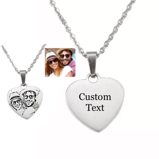 Custom Heart Pendant Necklace - Silver