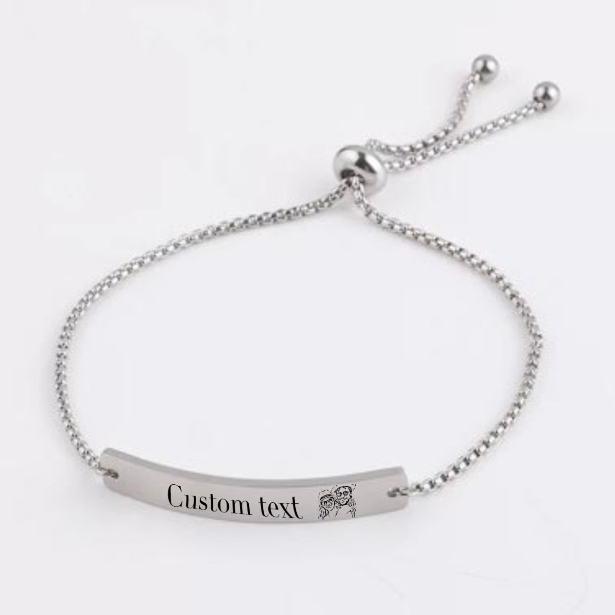 Custom slider Bar Bracelet - Silver